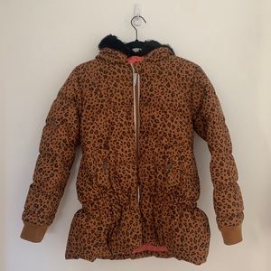 Hanna Andersson Brown Cheetah Print Puffer Jacket